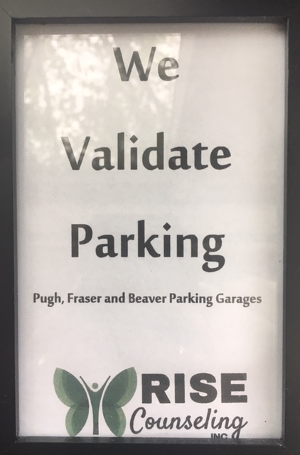We Validate Parking Pugh, Fraser and Beaver Parking Garages sign